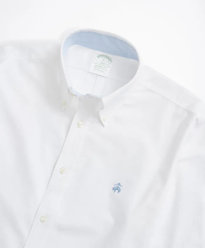 Sport Shirts Men Brooks Brothers Stretch Milano SlimFit Sport Shirt NonIron Oxford White