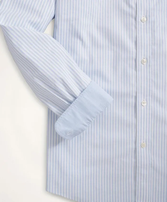 Sport Shirts Men Brooks Brothers Stretch NonIron Oxford ButtonDown Collar Bengal Stripe Sport Shirt Blue