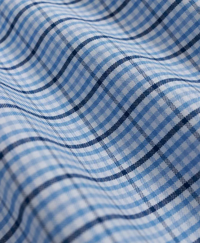 Sport Shirts Men Brooks Brothers Stretch NonIron Oxford ButtonDown Collar Check ShortSleeve Sport Shirt Light Blue