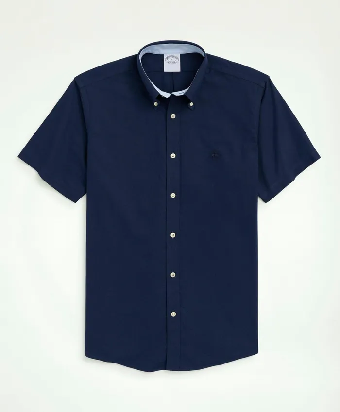 Sport Shirts Men Brooks Brothers Stretch NonIron Oxford ButtonDown Collar ShortSleeve Sport Shirt Navy Sport Shirts Men Brooks Brothers Stretch NonIron Oxford ButtonDown Collar ShortSleeve Sport Shirt Navy