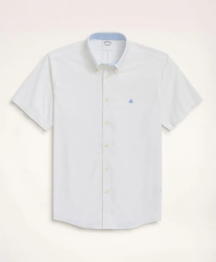 Sport Shirts Men Brooks Brothers Stretch NonIron Oxford ButtonDown Collar ShortSleeve Sport Shirt White