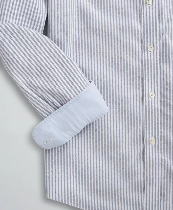 Sport Shirts Men Brooks Brothers Stretch Regent RegularFit Sport Shirt NonIron Bengal Stripe Oxford Sodalite