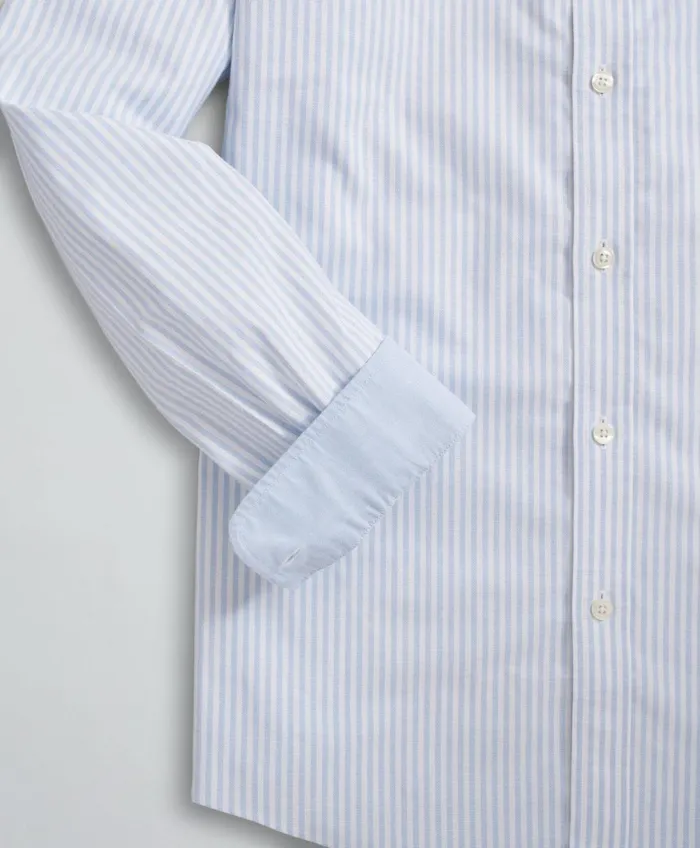 Sport Shirts Men Brooks Brothers Stretch Regent RegularFit Sport Shirt NonIron Bengal Stripe Oxford Vista Blue