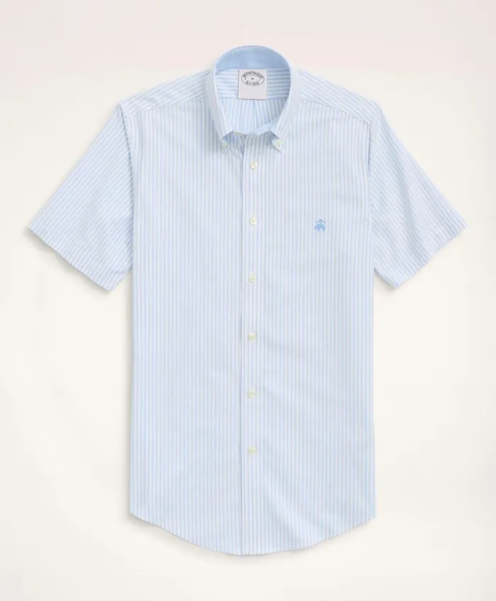 Sport Shirts Men Brooks Brothers Stretch Regent RegularFit Sport Shirt NonIron ShortSleeve Bengal Stripe Oxford Vista Blue Sport Shirts Men Brooks Brothers Stretch Regent RegularFit Sport Shirt NonIron ShortSleeve Bengal Stripe Oxford Vista Blue
