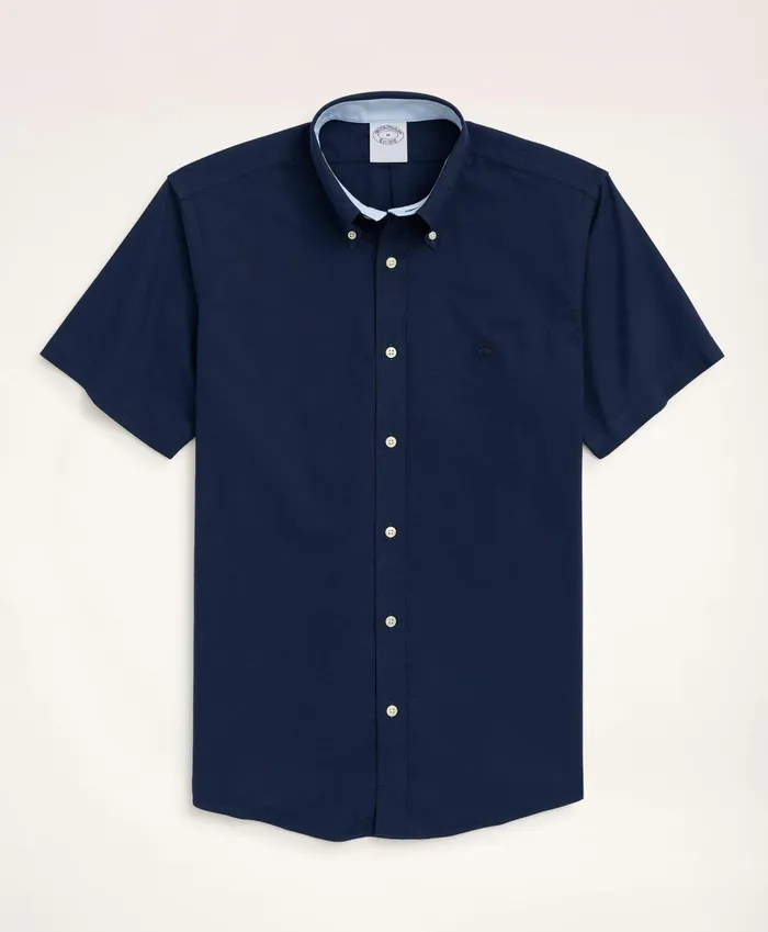 Sport Shirts Men Brooks Brothers Stretch Regent RegularFit Sport Shirt NonIron ShortSleeve Oxford Navy