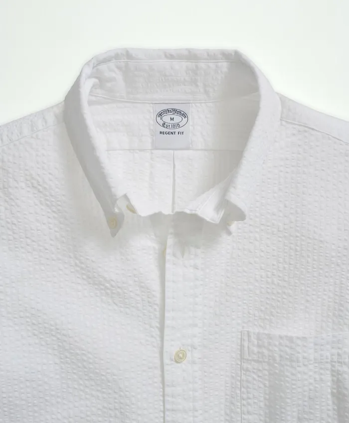 Sport Shirts Men Brooks Brothers Washed Cotton Seersucker ButtonDown Collar Sport Shirt White