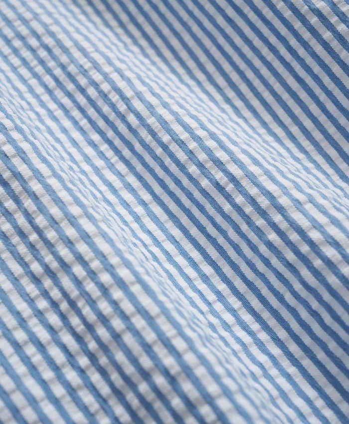Sport Shirts Men Brooks Brothers Washed Cotton Seersucker ButtonDown Collar Stripe Sport Shirt Blue