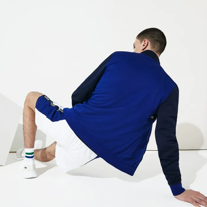 SPORT Signature Band Piqu Zip Sweatshirt Navy Blue Mens Lacoste Sweatshirts Online