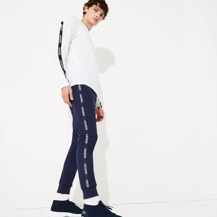 SPORT Signature Bands Piqu Track Pants Navy BlueWhite Mens Lacoste Pants and Shorts On Sale SPORT Signature Bands Piqu Track Pants Navy BlueWhite Mens Lacoste Pants and Shorts On Sale