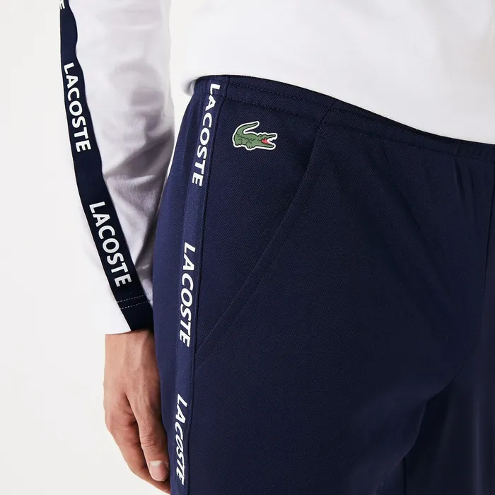 SPORT Signature Bands Piqu Track Pants Navy BlueWhite Mens Lacoste Tracksuits Casaul