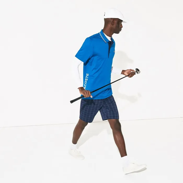 SPORT Signature Breathable Golf Polo Shirt BlueNavy BlueWhite Mens Lacoste Polos Outlet Factory