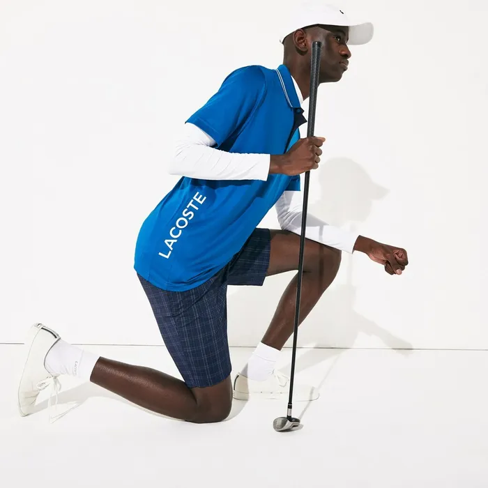 SPORT Signature Breathable Golf Polo Shirt BlueNavy BlueWhite Mens Lacoste Polos Outlet Factory