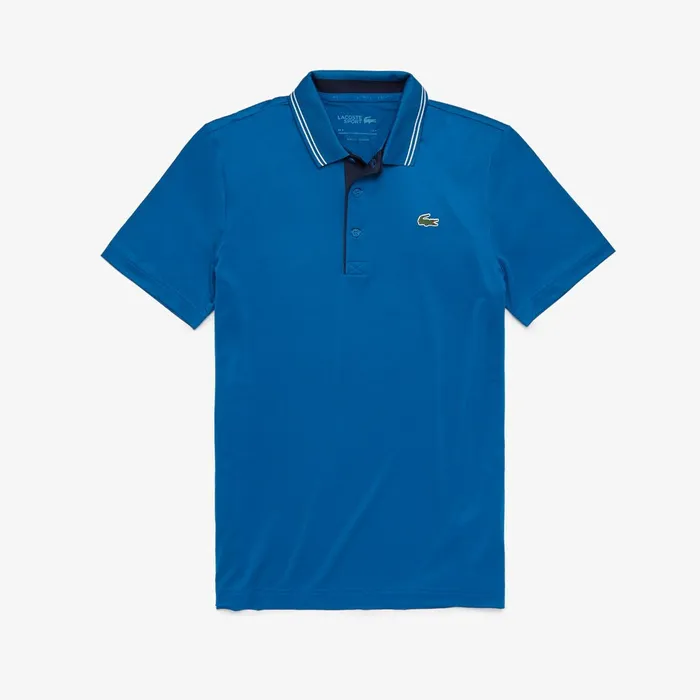 SPORT Signature Breathable Golf Polo Shirt BlueNavy BlueWhite Mens Lacoste Polos Outlet Factory