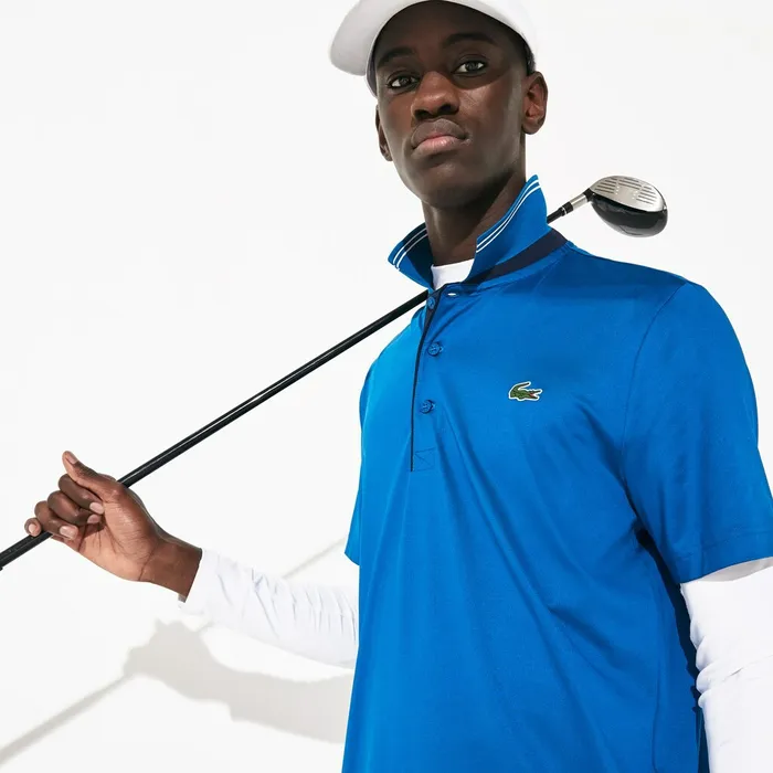 SPORT Signature Breathable Golf Polo Shirt BlueNavy BlueWhite Mens Lacoste Polos Outlet Factory