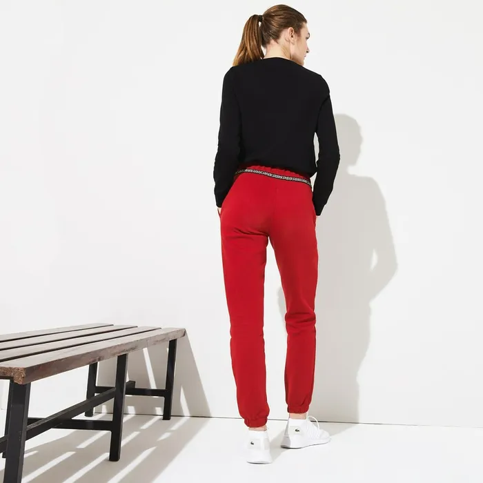 SPORT Signature Waistband Fleece Sweatpants BordeauxBlackWhite Womens Lacoste Pants and Shorts Online Outlet Store