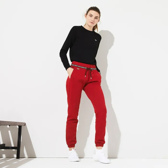 SPORT Signature Waistband Fleece Sweatpants BordeauxBlackWhite Womens Lacoste Pants and Shorts Online Outlet Store