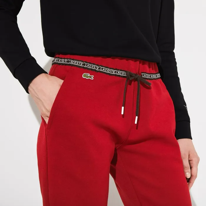 SPORT Signature Waistband Fleece Sweatpants BordeauxBlackWhite Womens Lacoste Pants and Shorts Online Outlet Store
