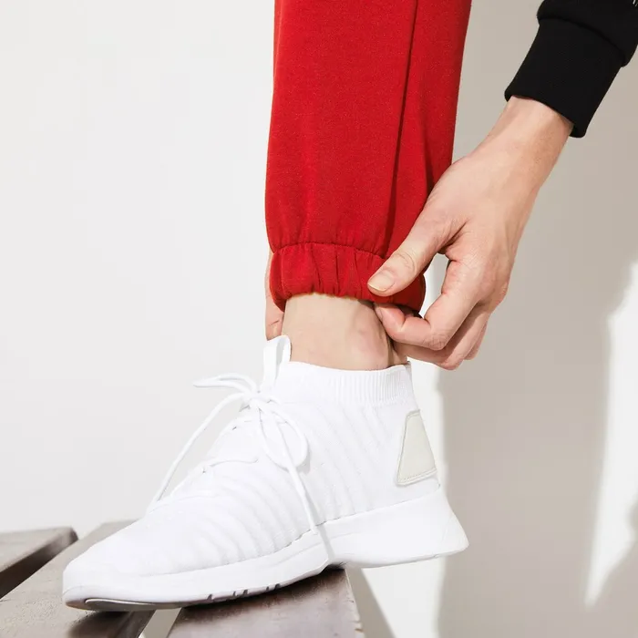 SPORT Signature Waistband Fleece Sweatpants BordeauxBlackWhite Womens Lacoste Pants and Shorts Online Outlet Store