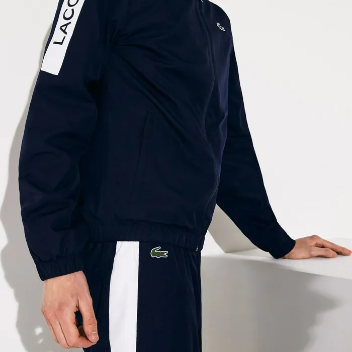 SPORT Standup Neck Colorblock Tracksuit Navy BlueWhiteNavy Blue Mens Lacoste Tracksuits Gift 4 You