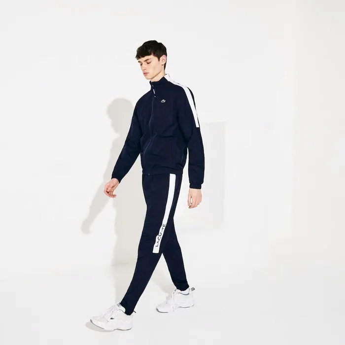 SPORT Standup Neck Colorblock Tracksuit Navy BlueWhiteNavy Blue Mens Lacoste Tracksuits Gift 4 You