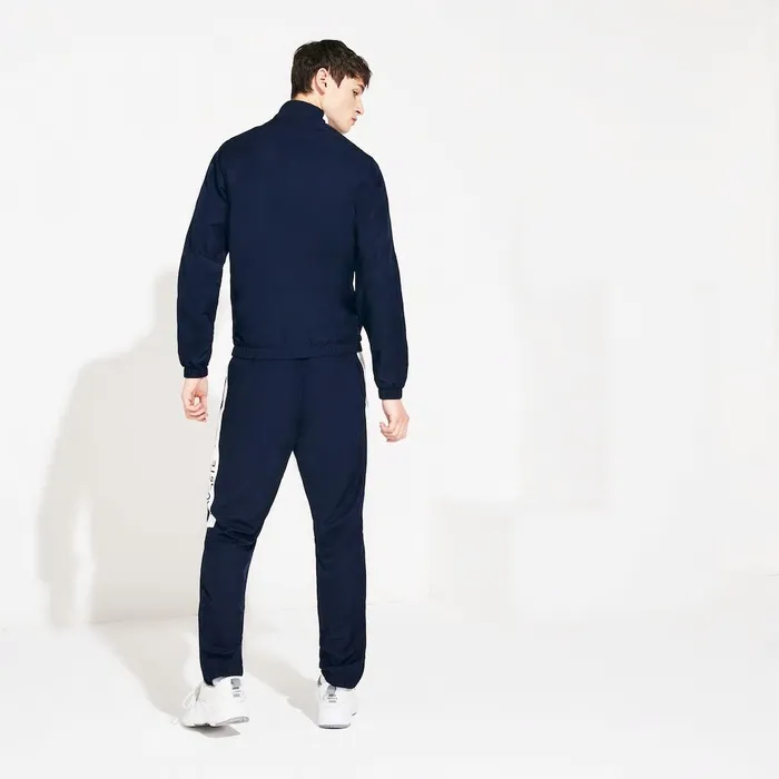 SPORT Standup Neck Colorblock Tracksuit Navy BlueWhiteNavy Blue Mens Lacoste Tracksuits Gift 4 You