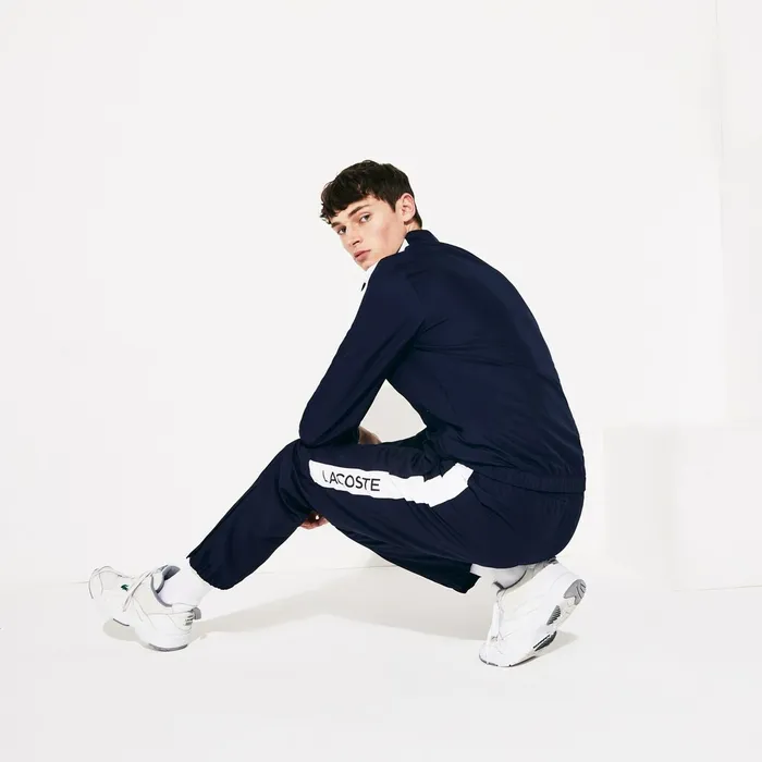 SPORT Standup Neck Colorblock Tracksuit Navy BlueWhiteNavy Blue Mens Lacoste Tracksuits Gift 4 You