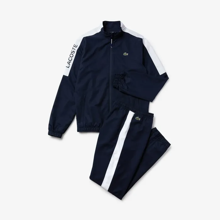 SPORT Standup Neck Colorblock Tracksuit Navy BlueWhiteNavy Blue Mens Lacoste Tracksuits Gift 4 You