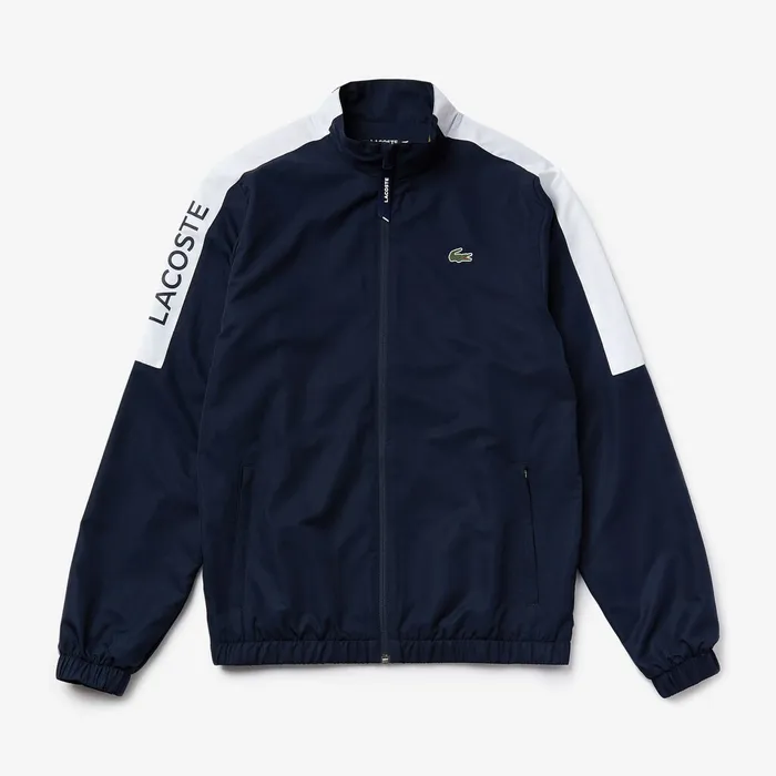 SPORT Standup Neck Colorblock Tracksuit Navy BlueWhiteNavy Blue Mens Lacoste Tracksuits Gift 4 You