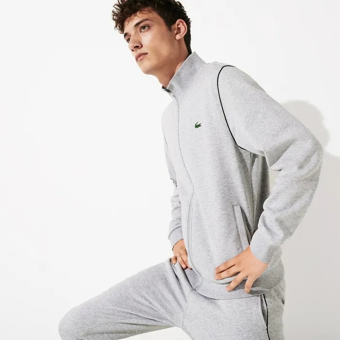 SPORT Standup Neck Fleece Tracksuit Grey ChineBlack Mens Lacoste Tracksuits Gift for Friend SPORT Standup Neck Fleece Tracksuit Grey ChineBlack Mens Lacoste Tracksuits Gift for Friend