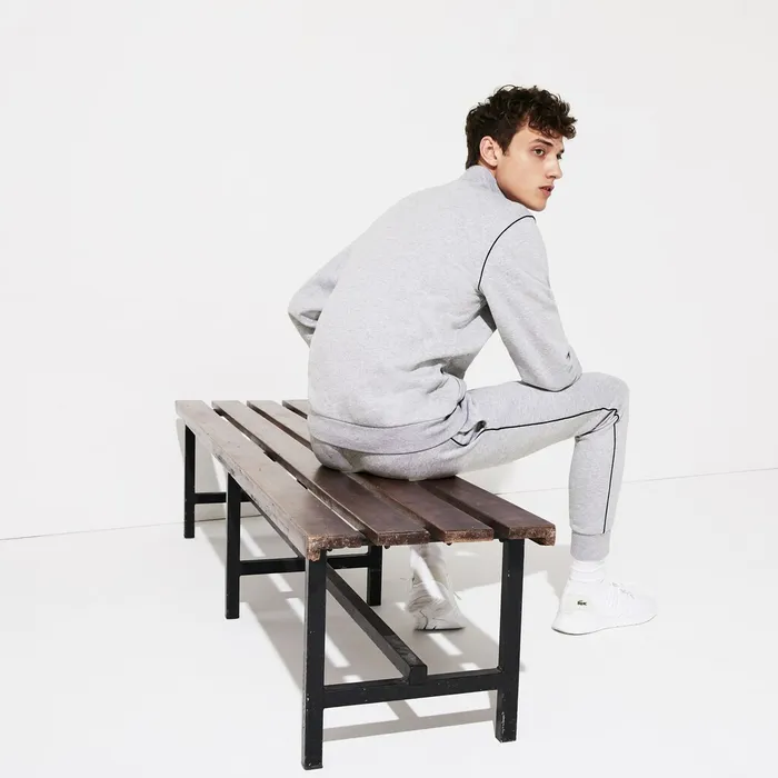 SPORT Standup Neck Fleece Tracksuit Grey ChineBlack Mens Lacoste Tracksuits Gift for Friend