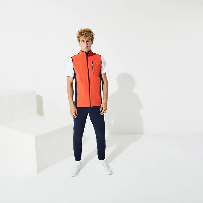 SPORT Stretch Golf Track Pants Navy BlueWhiteRed Mens Lacoste Pants and Shorts Online Store