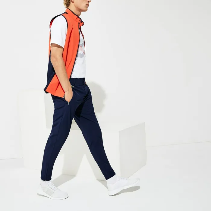 SPORT Stretch Golf Track Pants Navy BlueWhiteRed Mens Lacoste Pants and Shorts Online Store