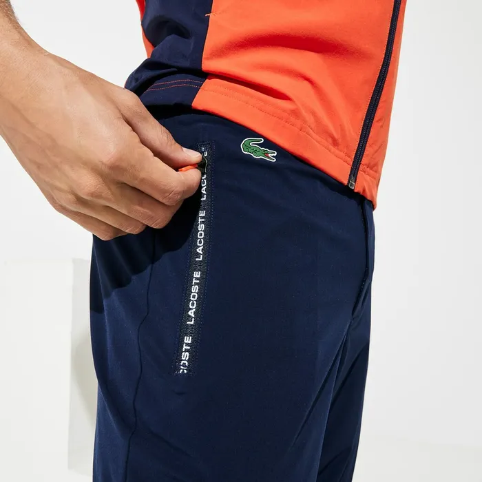 SPORT Stretch Golf Track Pants Navy BlueWhiteRed Mens Lacoste Pants and Shorts Online Store