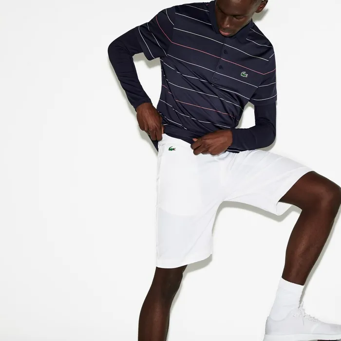 SPORT Stretch Taffeta Technical Golf Bermuda Shorts White Mens Lacoste Pants and Shorts Outlet