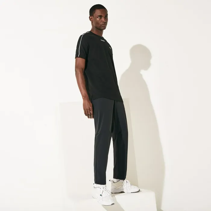 SPORT Stretch Track Pants BlackWhite Mens Lacoste Pants and Shorts Casaul