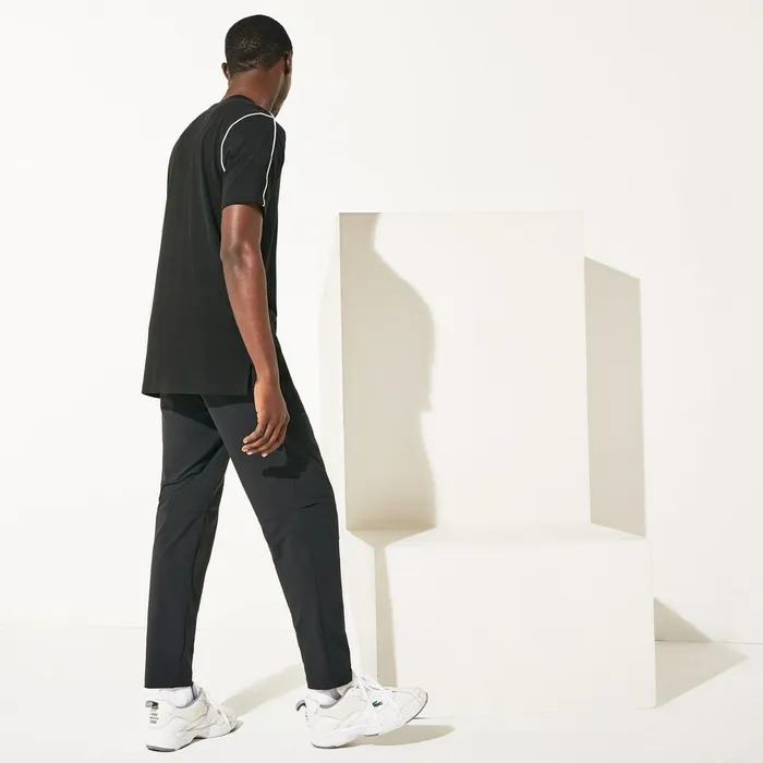 SPORT Stretch Track Pants BlackWhite Mens Lacoste Pants and Shorts Casaul