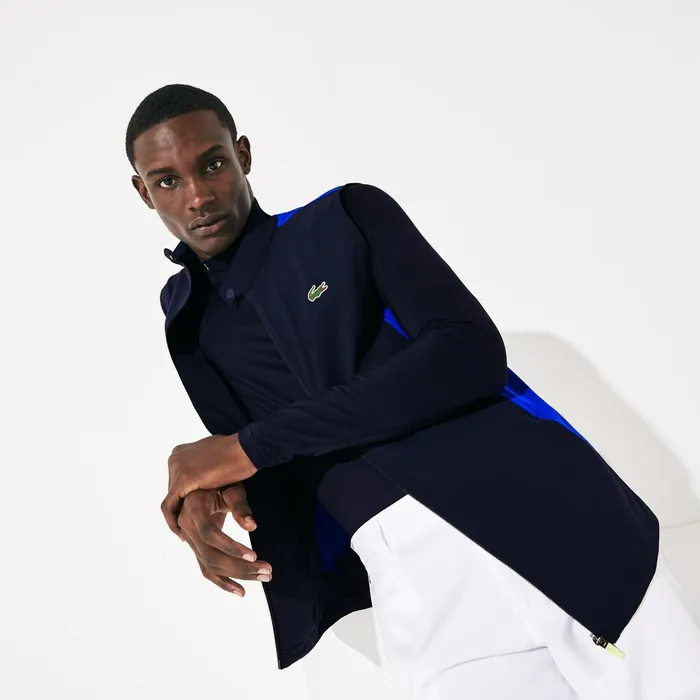 SPORT Stretch Zip Golf Rain Vest Navy BlueBlueFlashy Yellow Mens Lacoste Jackets and Coats For Sale SPORT Stretch Zip Golf Rain Vest Navy BlueBlueFlashy Yellow Mens Lacoste Jackets and Coats For Sale