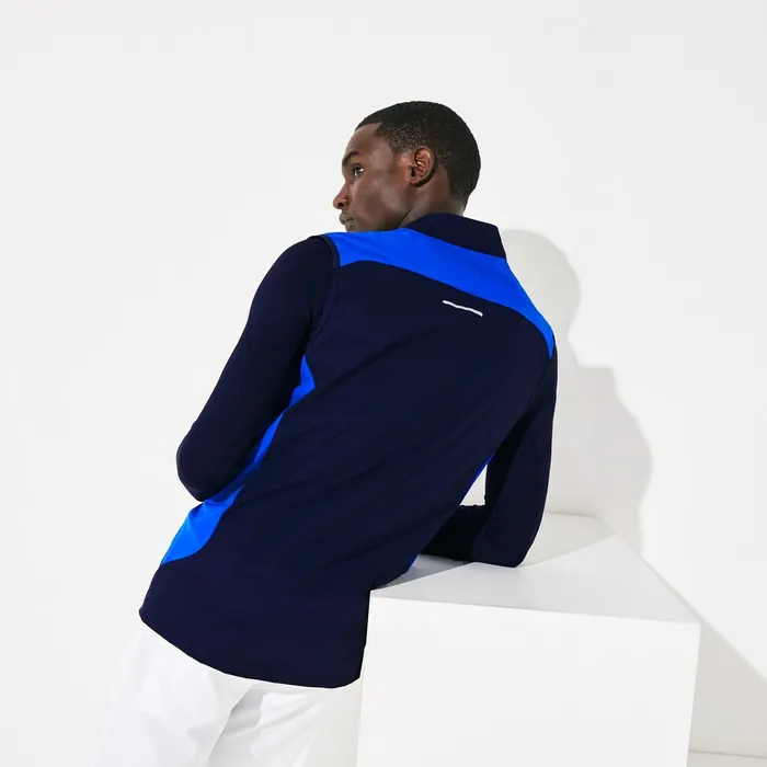 SPORT Stretch Zip Golf Rain Vest Navy BlueBlueFlashy Yellow Mens Lacoste Jackets and Coats For Sale