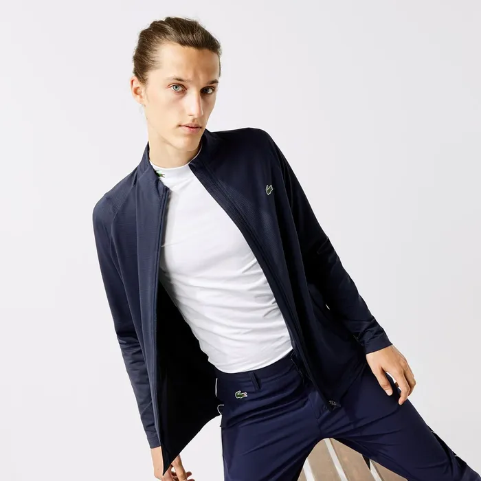 SPORT Stretch ZipUp Golf Jacket Navy Blue Mens Lacoste Sweatshirts Online