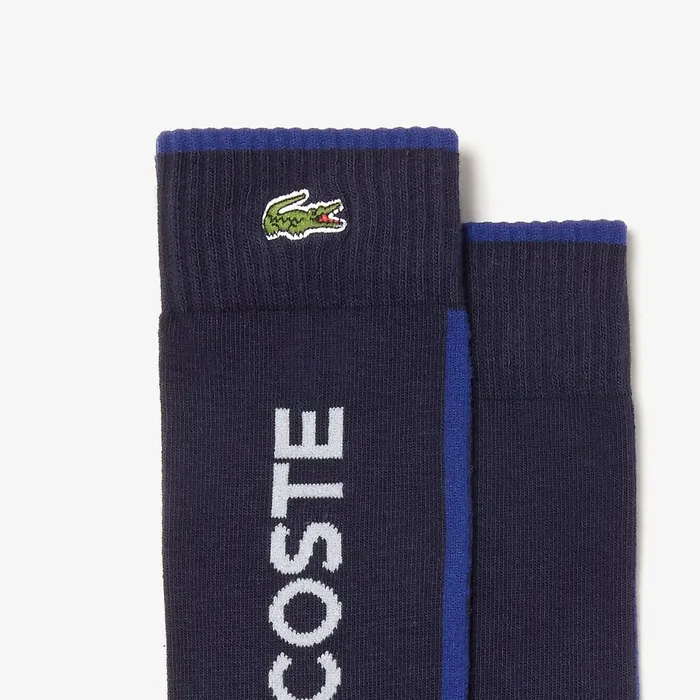 SPORT Striped And Logo Socks Navy BlueRedGrey Mens Lacoste Socks Online Outlet Store