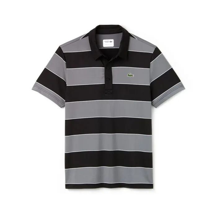 SPORT Striped Stretch Jersey Golf Polo BlackGreyWhite Mens Lacoste Polos Store