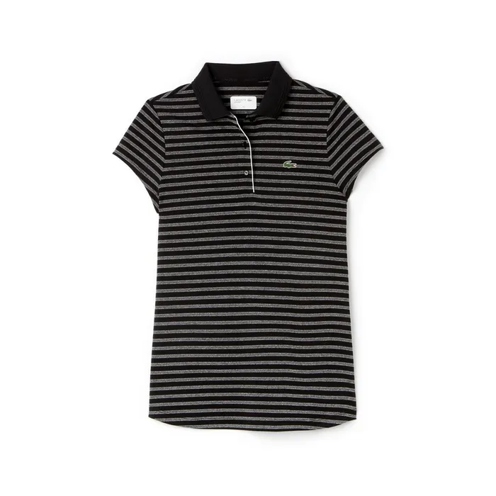 SPORT Striped Technical Jersey Golf Polo BlackWhite Womens Lacoste Polos Online Store