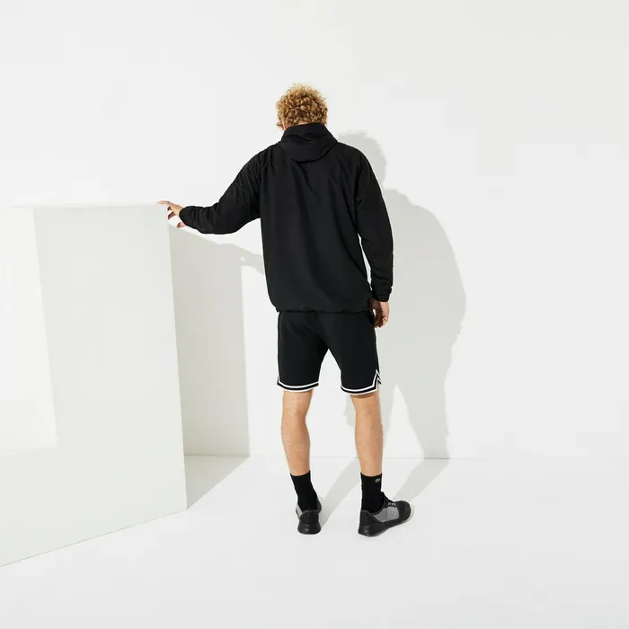 SPORT Striped WaterResistant Windbreaker BlackBlueWhite Mens Lacoste Jackets and Coats Online