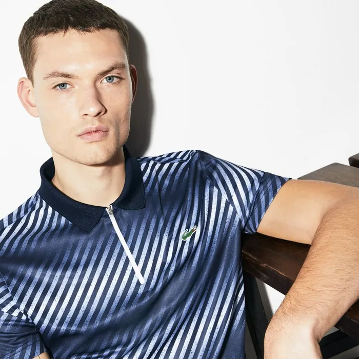 SPORT Tech Piqu Tennis Polo Navy BlueNavy BlueWhiteWhite Mens Lacoste Polos Gift for Friend