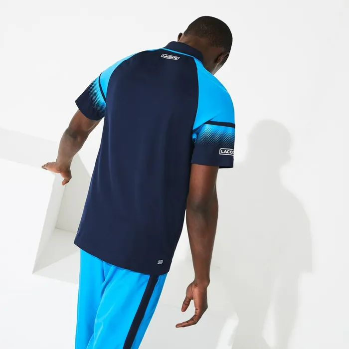 SPORT Technical Piqu Tennis Polo Navy BlueBlueWhite Mens Lacoste Polos Gift for Friend
