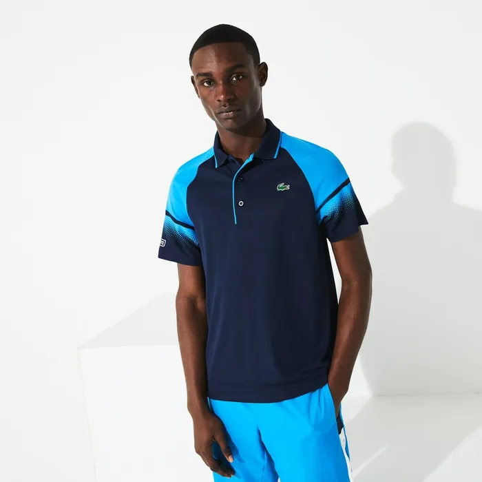 SPORT Technical Piqu Tennis Polo Navy BlueBlueWhite Mens Lacoste Polos Gift for Friend