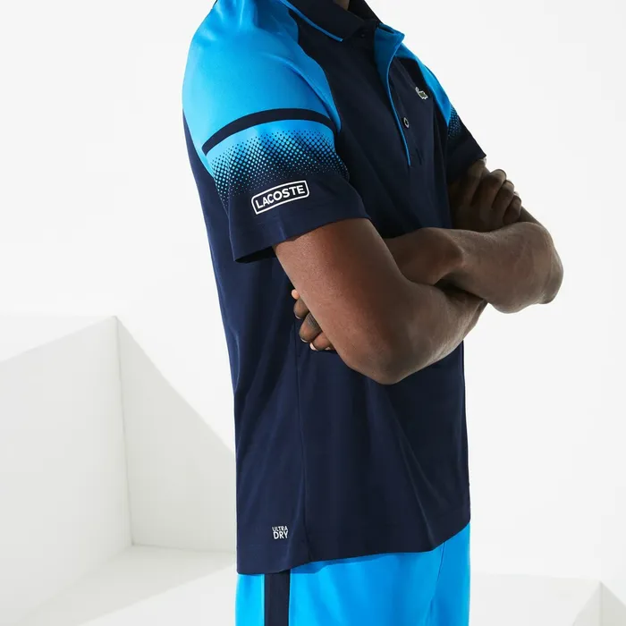 SPORT Technical Piqu Tennis Polo Navy BlueBlueWhite Mens Lacoste Polos Gift for Friend