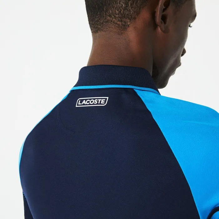 SPORT Technical Piqu Tennis Polo Navy BlueBlueWhite Mens Lacoste Polos Gift for Friend
