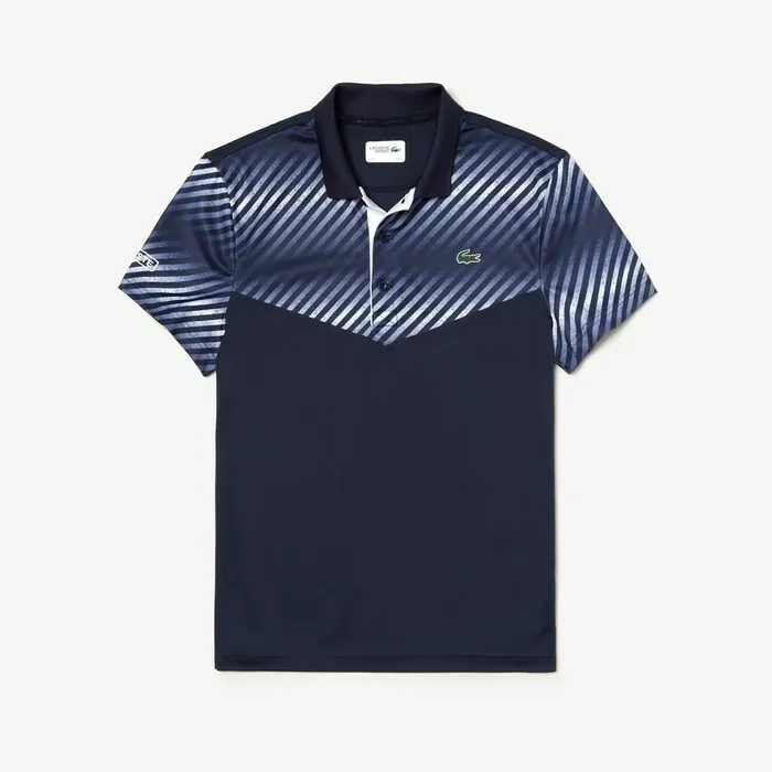 SPORT Technical Piqu Tennis Polo Navy BlueNavy BlueWhiteWhite Mens Lacoste Polos Outlet Factory