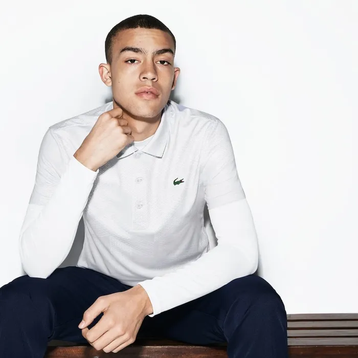 SPORT Technical Stretch Jersey Golf Polo Light GreyWhite Mens Lacoste Polos Online Outlet Store SPORT Technical Stretch Jersey Golf Polo Light GreyWhite Mens Lacoste Polos Online Outlet Store